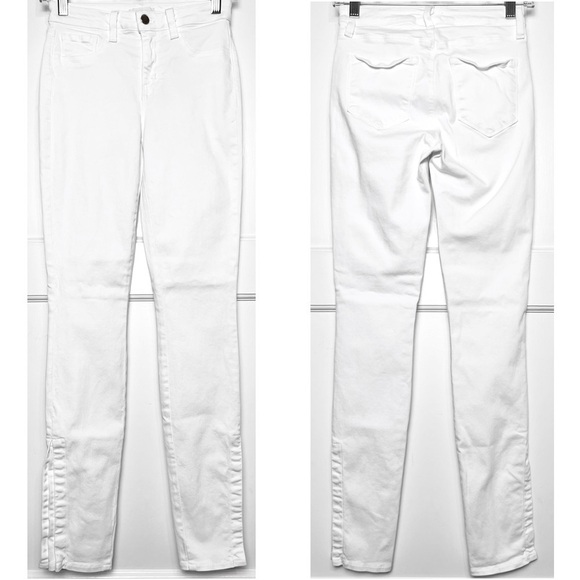 NWT L’AGENCE White Stretch Denim High Rise Ankle Slit Classic Skinny Jeans 25 - Picture 5 of 9